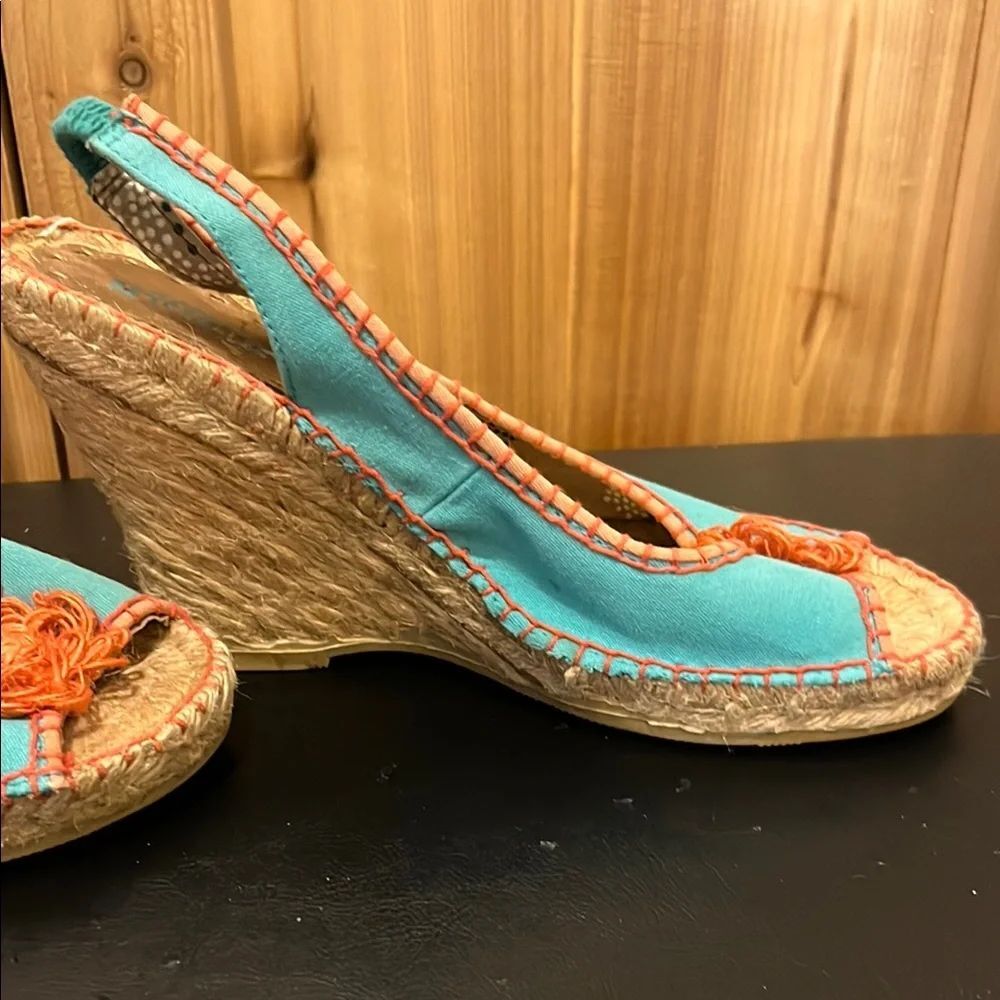 Seychelles Turquoise and Coral Espadrilles - Picture 3 of 11